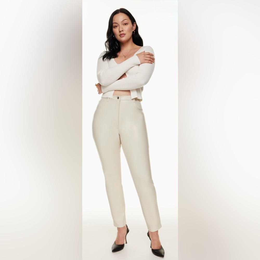 ARITZIA WILFRED Melina Faux Leather Slim Pants in Birch Size 4